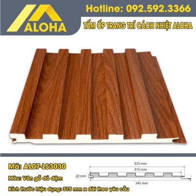 TẤM ỐP HỢP KIM PANEL ALOHA VÂN GỖ ĐỎ ĐẬM