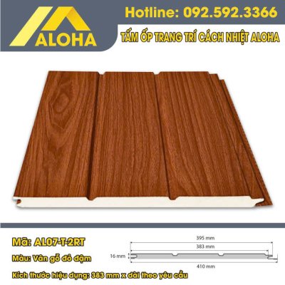 TẤM ỐP HỢP KIM PANEL ALOHA VÂN GỖ ĐỎ ĐẬM 2 RÃNH