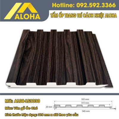 TẤM ỐP HỢP KIM PANEL ALOHA LAM SÓNG VÂN GỖ AL08-LS3030