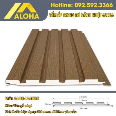 TẤM ỐP HỢP KIM PANEL ALOHA LAM SÓNG VÂN GỖ NHẠT AL05-LS4515